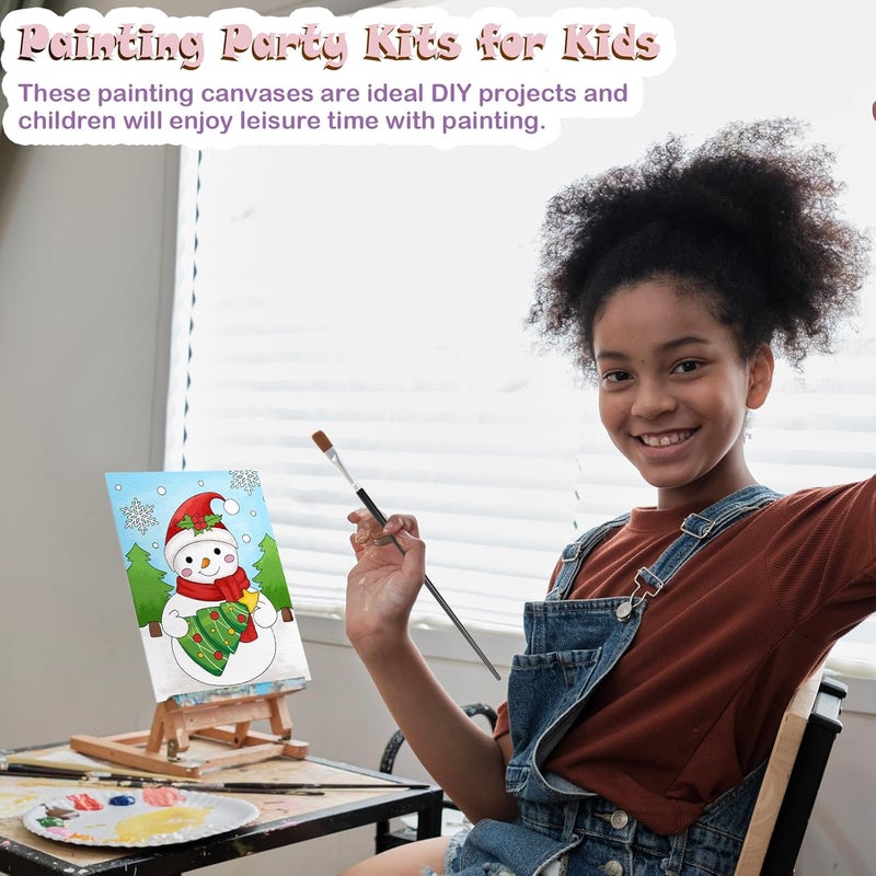 Anseal 12 Packs Christmas Pre Drawn Canvas to Paint, 5" X 7" Pre Printed Canvas for Kids, Pre Stretched Canvas Outline Painting Boards for Beginners, Students, Party Favor - Image 4